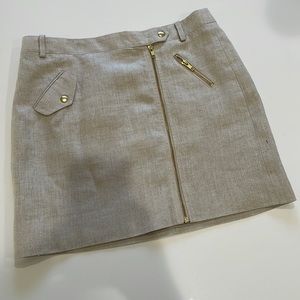 JCrew 100% linen skirt khaki with gold buttons and front zipper